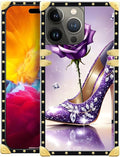 Compatible with iPhone 15 Pro Case, High Heeled Purple Diamond Rose Luxury by Unknown