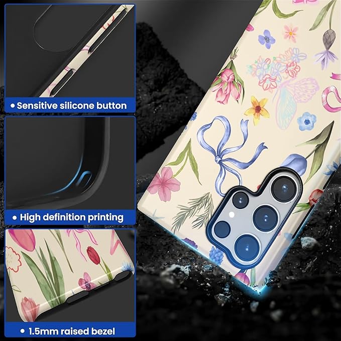 for Samsung Galaxy S24 Ultra Case, HL2 Aesthetic Flower Preppy Collage Hybrid 2 - Image 3