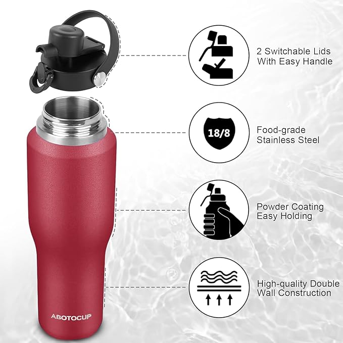 ABOTOCUP 32oz Insulated Water Bottle Keep Cold 24h&Hot 12h, Double Wall Vacuum - Image 5