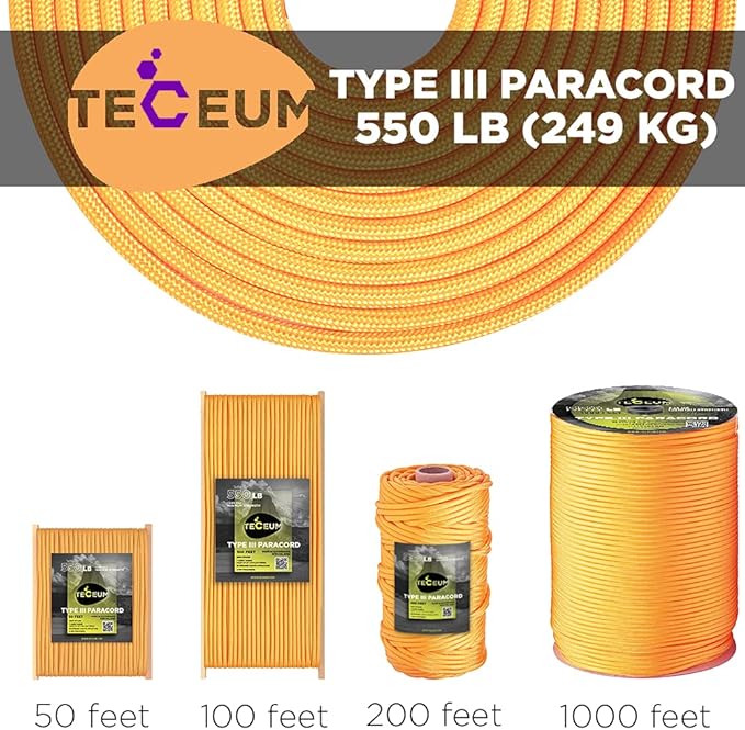 TECEUM Reflective Paracord Rope 1000 – 1000ft/200ft/100ft/50ft – 40+ Colors – - Image 9
