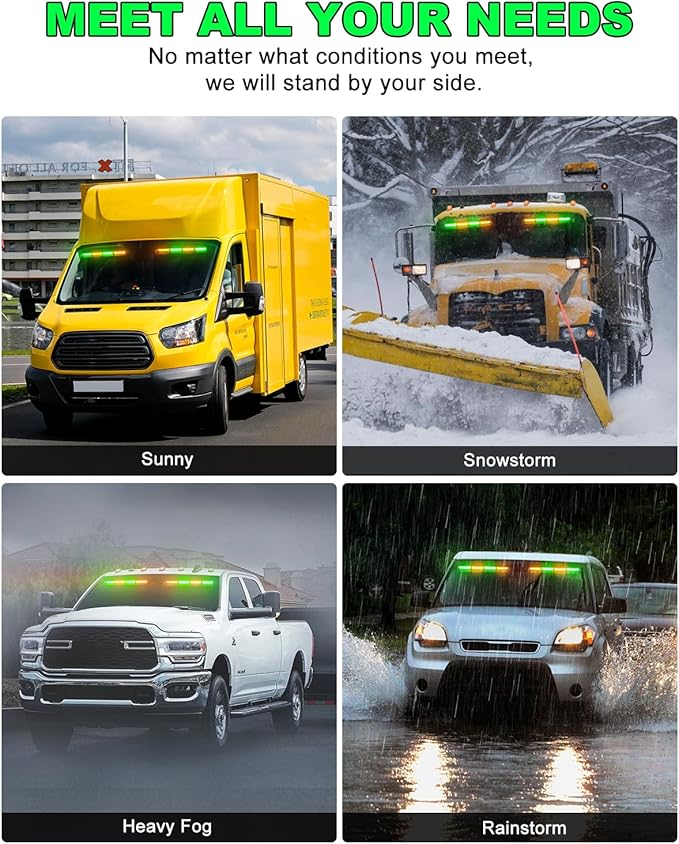 HLauto 6Z4J Emergency Dash Strobe Lights: 2x16.8 inch Green Amber Safety Lights - Image 6