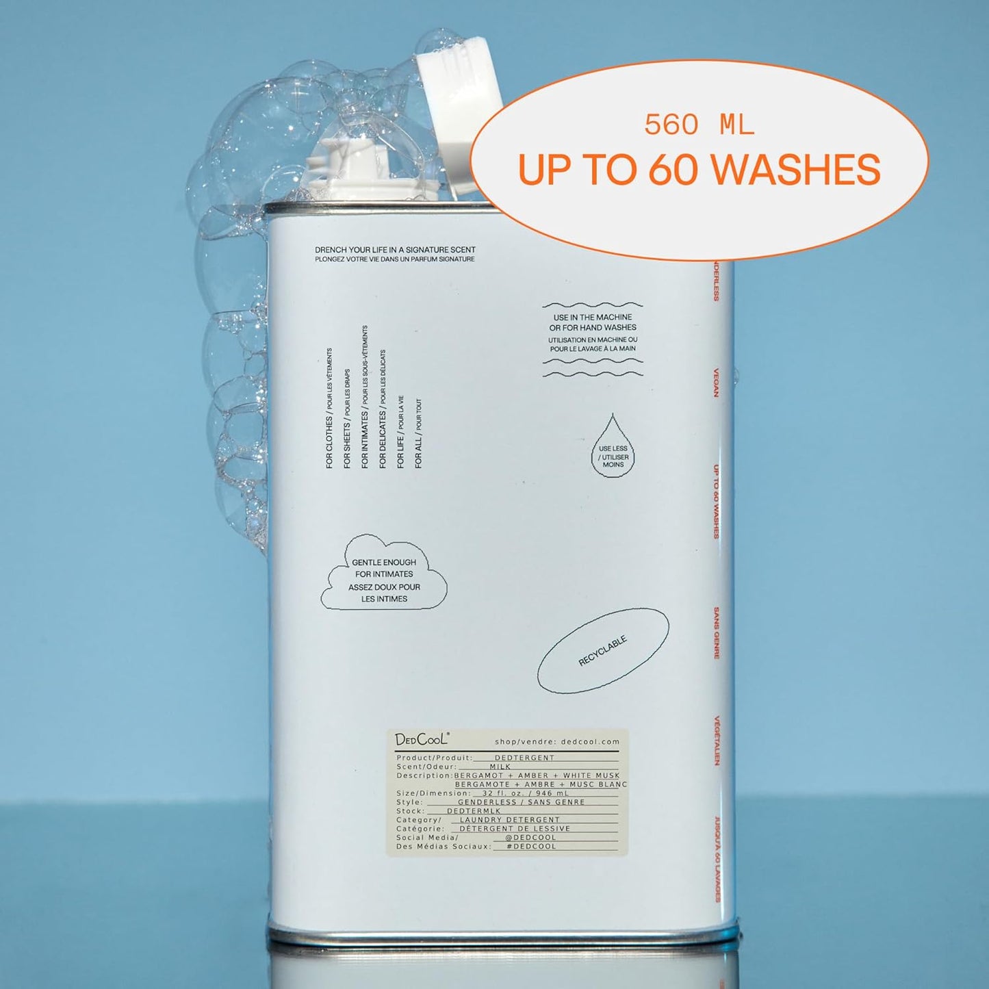 DedCool Liquid Laundry Dedtergent | 01 Taunt | Luxurious Long-Lasting Signature Scent Detergent | Effective Stain Removal | Infused with Natural Essential Oils | Non-Toxic | 60 Washes | 32 fl oz