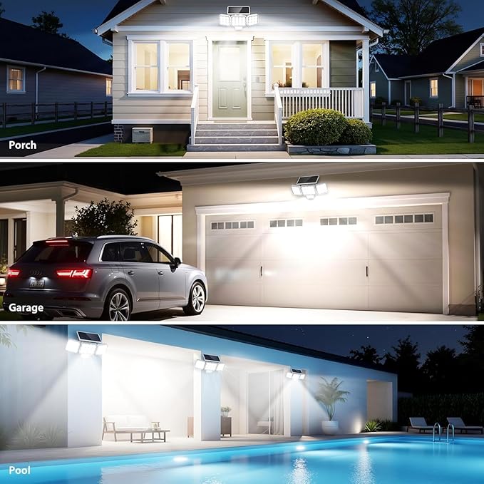 WdtPro Solar Lights Outdoor Motion Sensor 4Pack, 3500LM Bright Solar Flood - Image 8