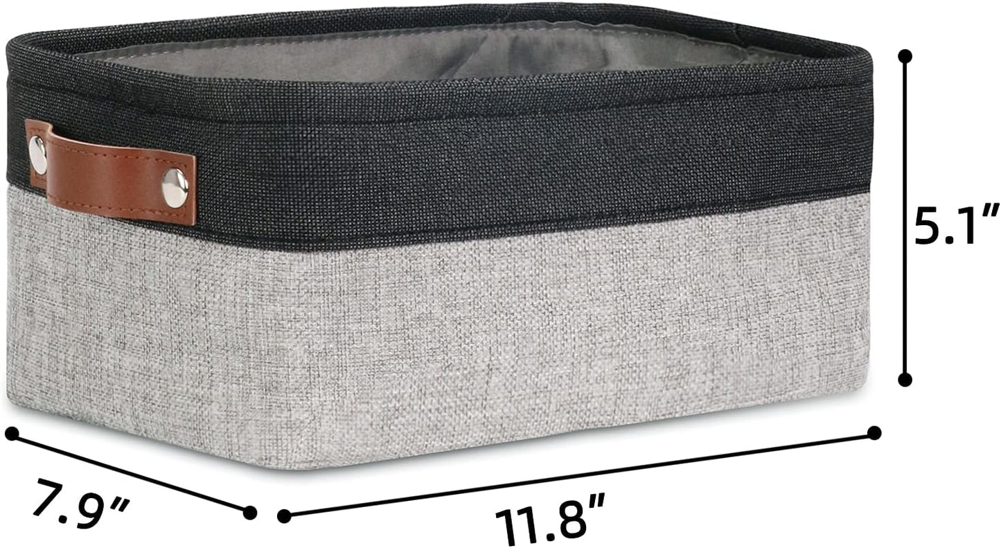 DULLEMELO Small Collapsible Fabric Basket for Organizing, Shelves, Closets, Laundry, Nursery, Decorative Gift Basket (Black&Gray)