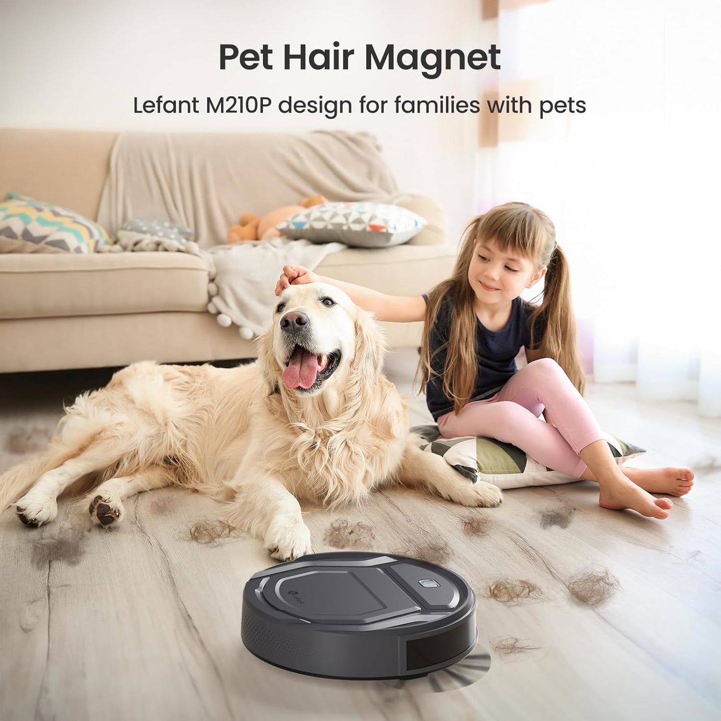 Lefant M210 Pro Robot Vacuum, Slim Quiet, 3 Adjustable Suction Levels, 6 Modes, Robot Vacuum Cleaner for Pet Hair, Hard Floors & Low Carpets, Self-Charging, WiFi/App/Alexa Control, Gray