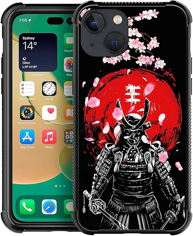 for iPhone 14 Case, Sakura Japanese Samurai Pattern Graphic Design Girl Boy by FKBRCL4U