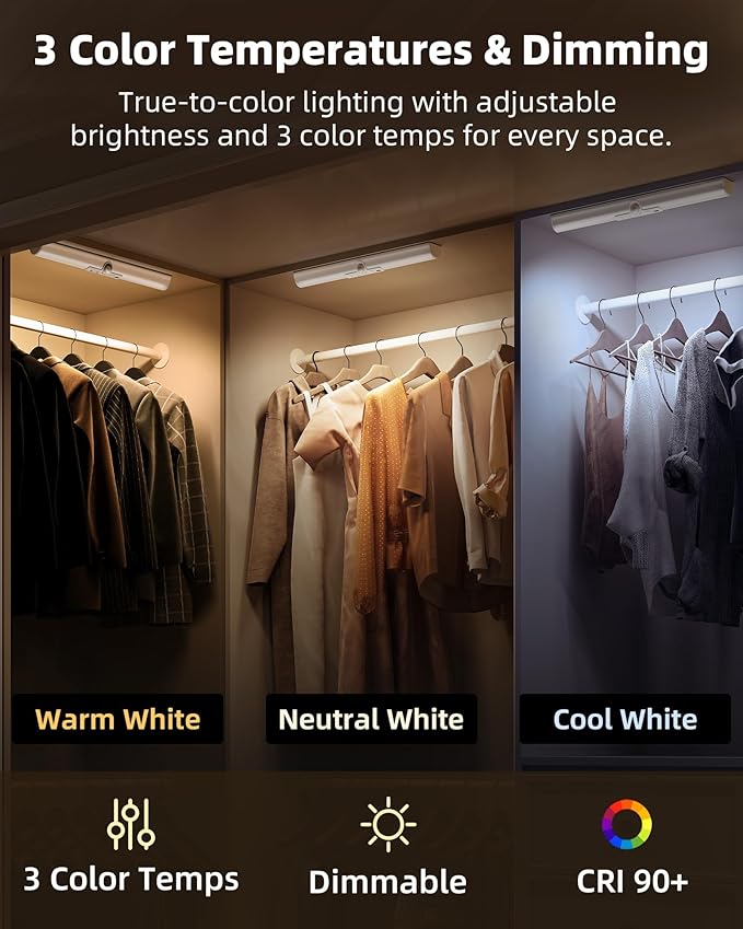 EZVALO 13-inch Motion Sensor Closet Light, LED Rechargeable Closet Light - Image 5