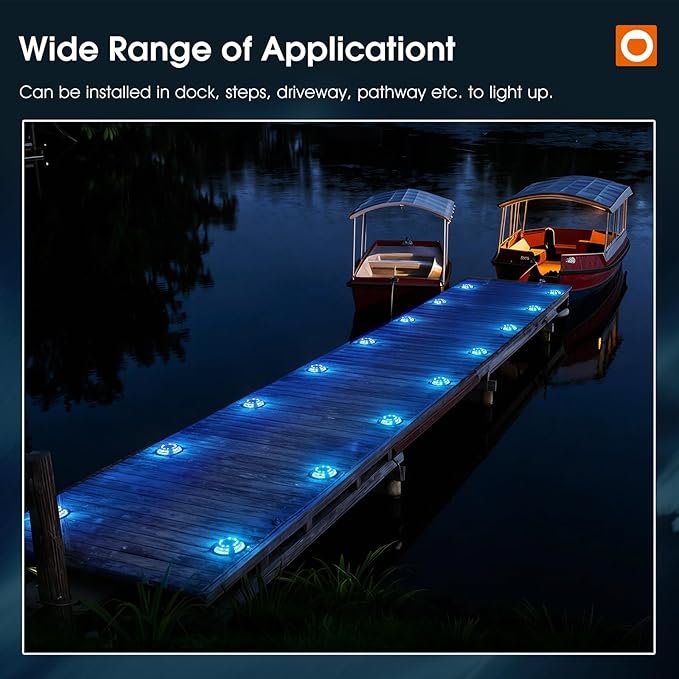 addlon Solar Dock Lights Outdoor 12 Pack, 2 Color Modes LED Deck Marine - Image 7