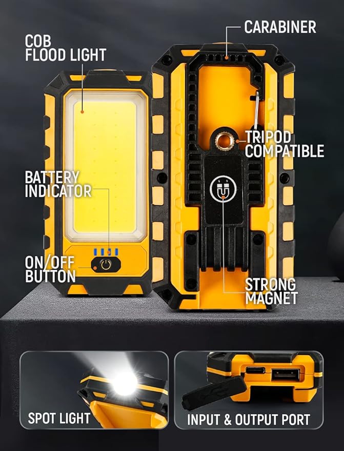 innofox LED Rechargeable Magnetic Work Light 40W 1500Lumens, Hanging Hook 4 - Image 4