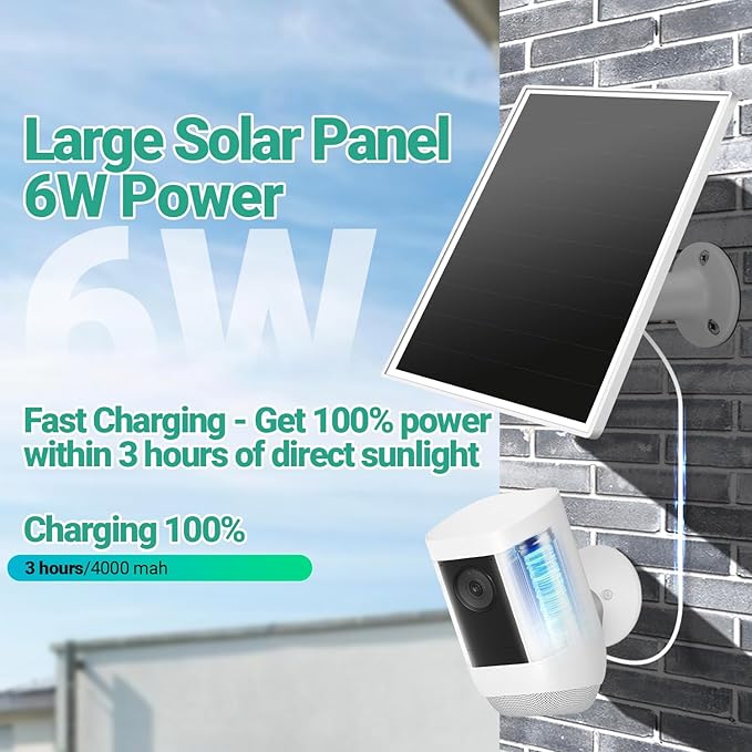 Solar Panel for Ring Camera, 6W Solar Charger - Image 2
