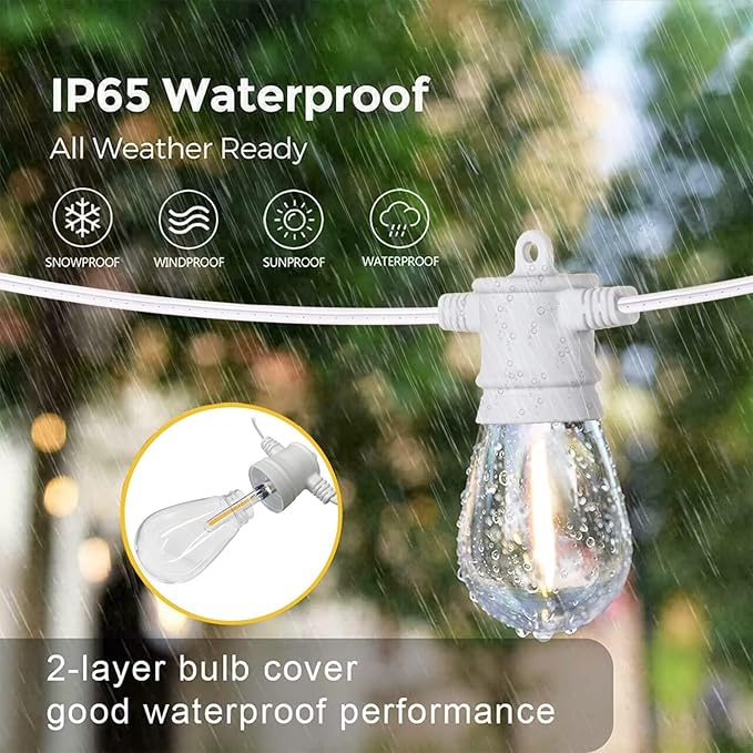 SUNTHIN White String Lights, 48ft White Outdoor Lights - Image 3