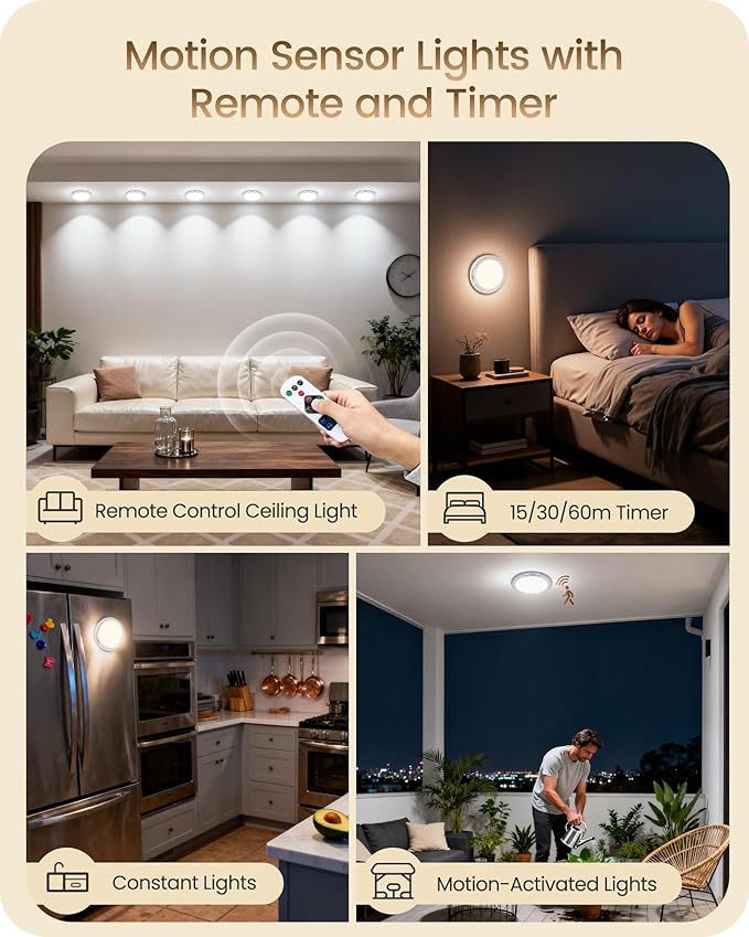 4 Pack Rechargeable Motion Sensor Ceiling Lights - Image 7