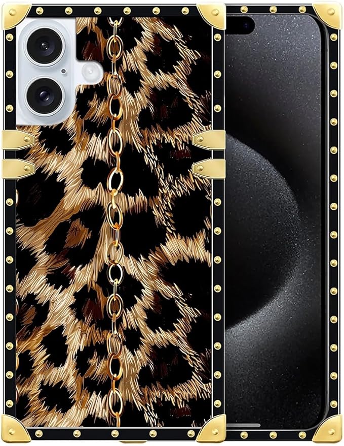Compatible with iPhone 16 Plus Case, Seamless Gold Chain Leopard Luxury Golden by Unknown