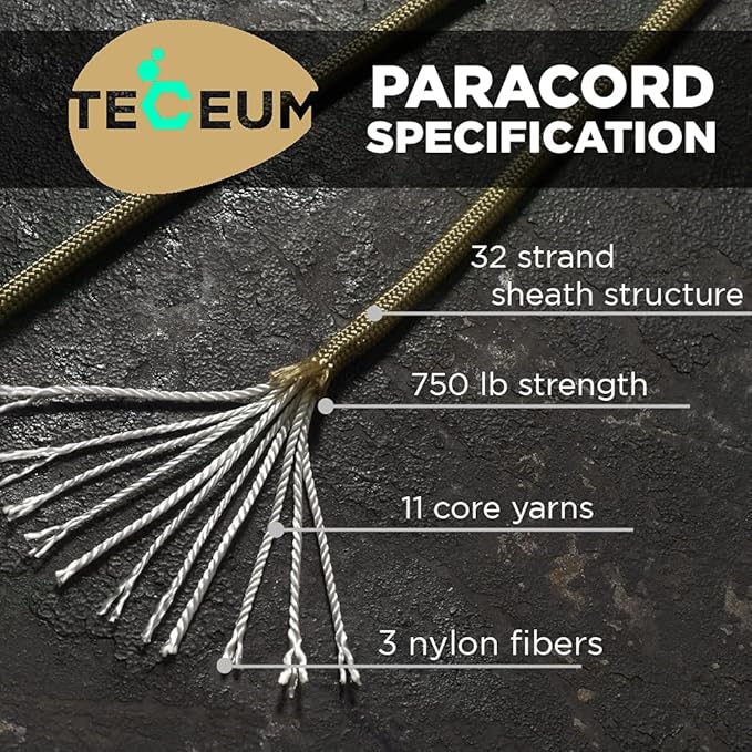 TECEUM 5/32" Paracord Rope 1000 – 1000ft / 200ft / 100ft / 50ft – Tactical - Image 2