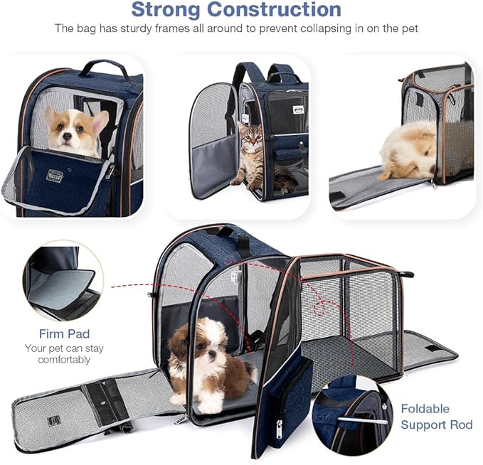Lekebobor Extra Large Cat Backpack Carrier Expandable Pet Carrier Backpack - Image 3