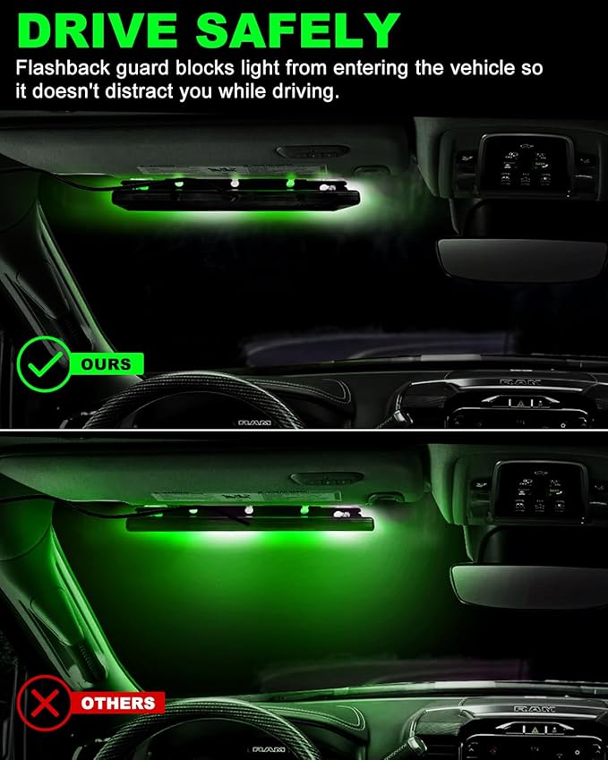HLauto 6Z4J Emergency Dash Strobe Lights: 2x16.8 inch Green White Safety Lights - Image 8