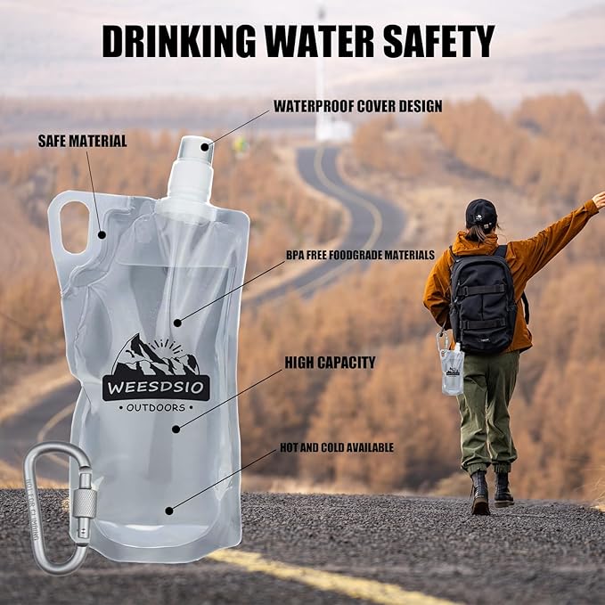 2-Pack 1L Hiking Collapsible Water Bottles - Image 6