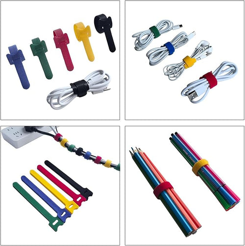 8 Inches Multi-Colour Reusable Cable Ties Cord Straps Multi-Purpose Wire Ties - Image 2