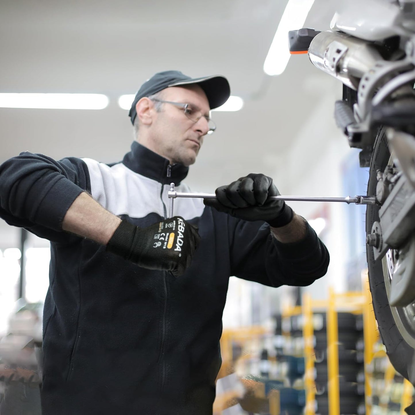 Kebada W1 Safety Work Gloves, PU Coated Touch Screen Work Gloves with Grip, Bulk Pack Working Gloves for Warehouse, Construction, Gardening and Mechanic Use, Black, 50 Pairs, XXL