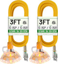 POWGRN 3 FT 2 Pack 12/3 Gauge Extension Cord by POWGRN