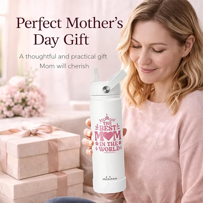 mininoo Mothers Day Gifts for Mom, 24 oz Insulated Stainless Steel Water Bottle - Image 4