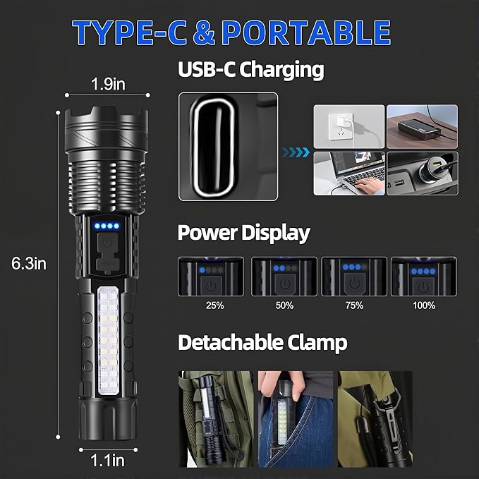 Rechargeable Flashlights High Lumens, 7Mode LED Flashlight Rechargeable - Image 6
