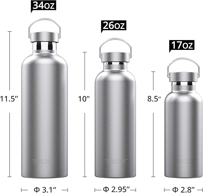 Triple Tree 17OZ Vacuum Insulated Stainless Steel Water Bottle, Double Wall - Image 2