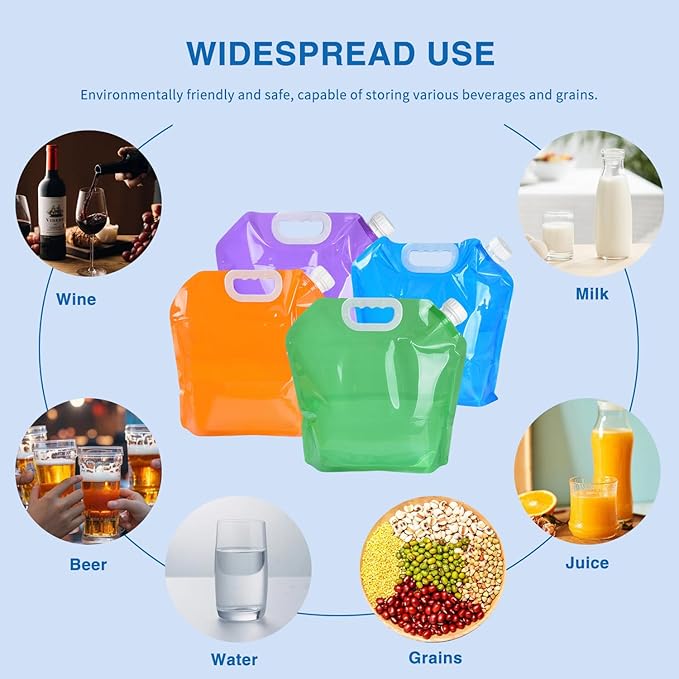 4 Pack 5L BPA Free Collapsible Water Tank Container Portable Lightweight Space - Image 5