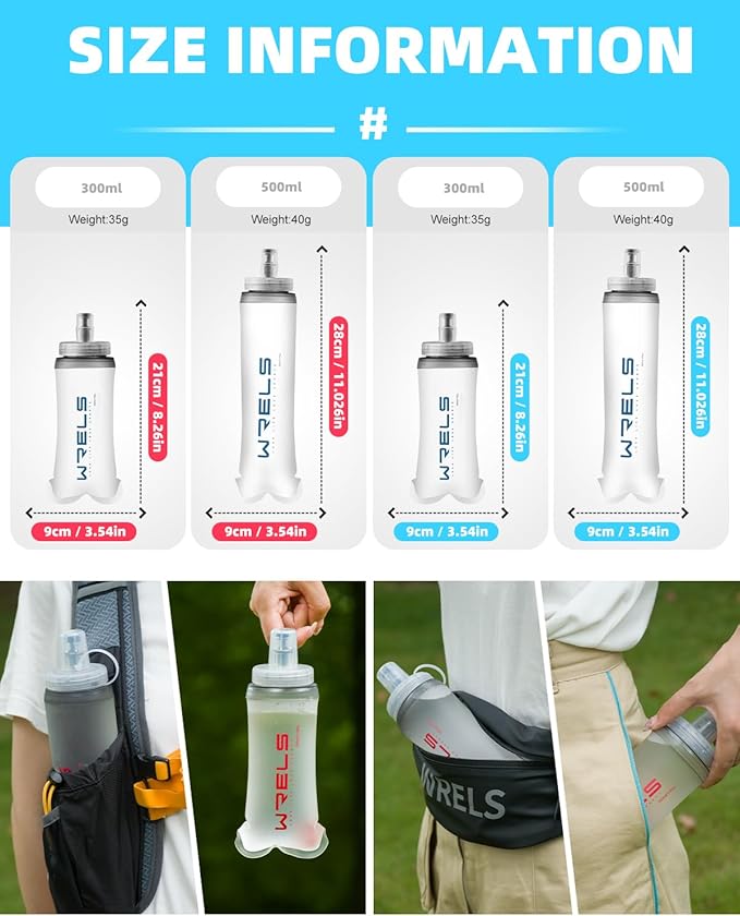WRELS Soft Flask Running Water Bottle, BPA-Free Collapsible Hydration Flask - Image 2