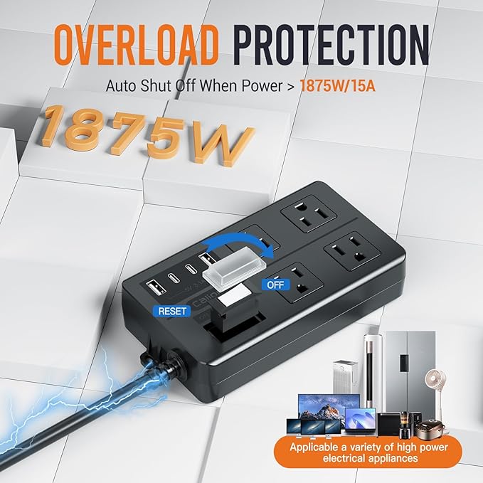 15FT Outdoor Waterproof Power Strip Surge Protector - Image 4