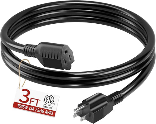 16/3 Short Extension Cord 3 FT, Indoor 3 Prong Power Cable, Suitable by Skrizcable
