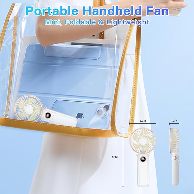 Portable Handheld Fan 5200mAh, USB Rechargeable Foldable Electric Personal - Image 5