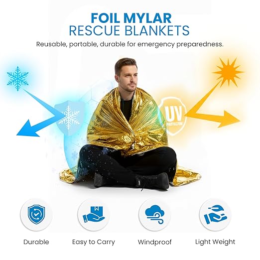 Primacare FB-6831 Emergency Mylar Thermal Blankets – 10 Pack, Waterproof - Image 4