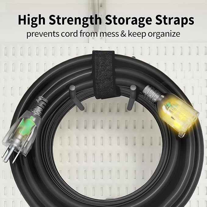 POWGRN 15 Ft 10AWG Black Outdoor Extension Cord Waterproof Heavy Duty 10 Gauge - Image 5