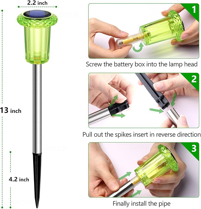 Solar Lights Outdoor 10 Pack Solar Pathway Lights Green Halloween Decorations - Image 4