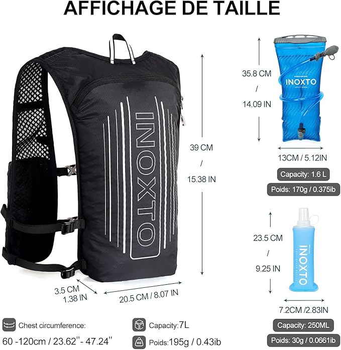 INOXTO Running Hydration Vest Backpack, Lightweight Insulated Pack - Image 4