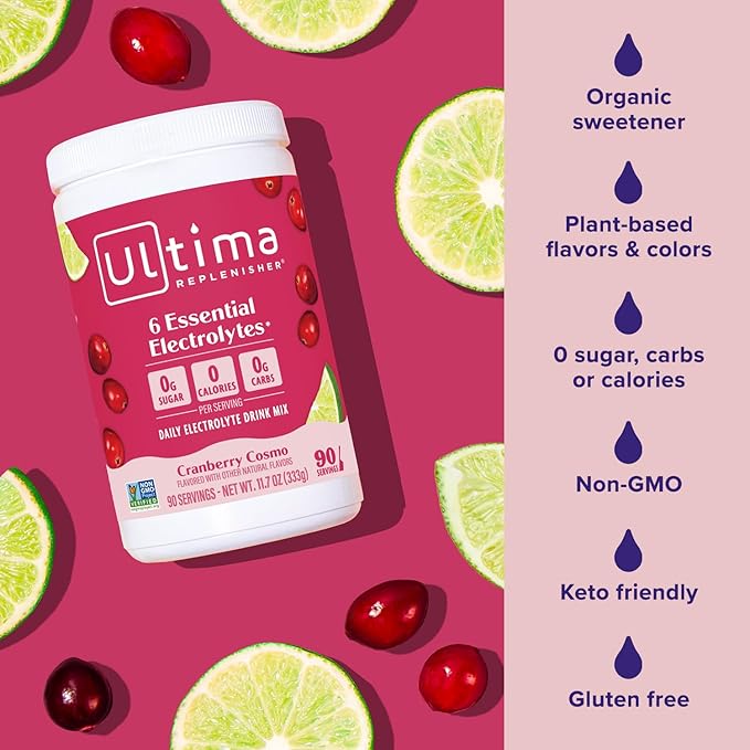 Ultima Replenisher Daily Electrolyte Powder Drink Mix – Sugar Free – Cranberry - Image 5