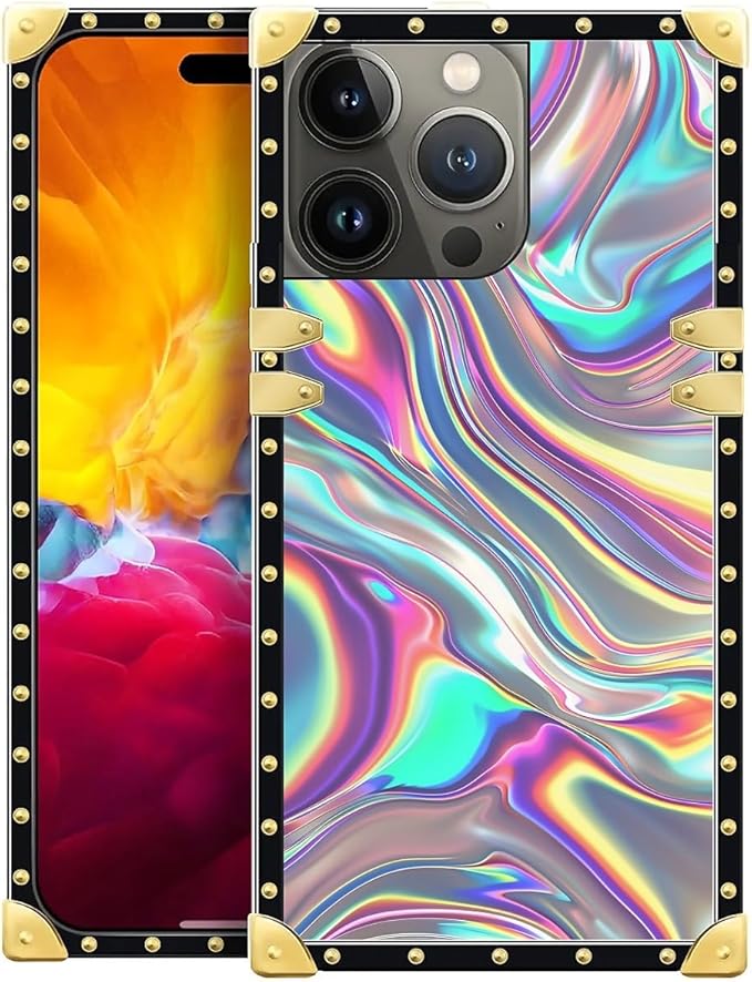 Compatible with iPhone 15 Pro Case, Holographic Abstract Iridescent Textures by Unknown