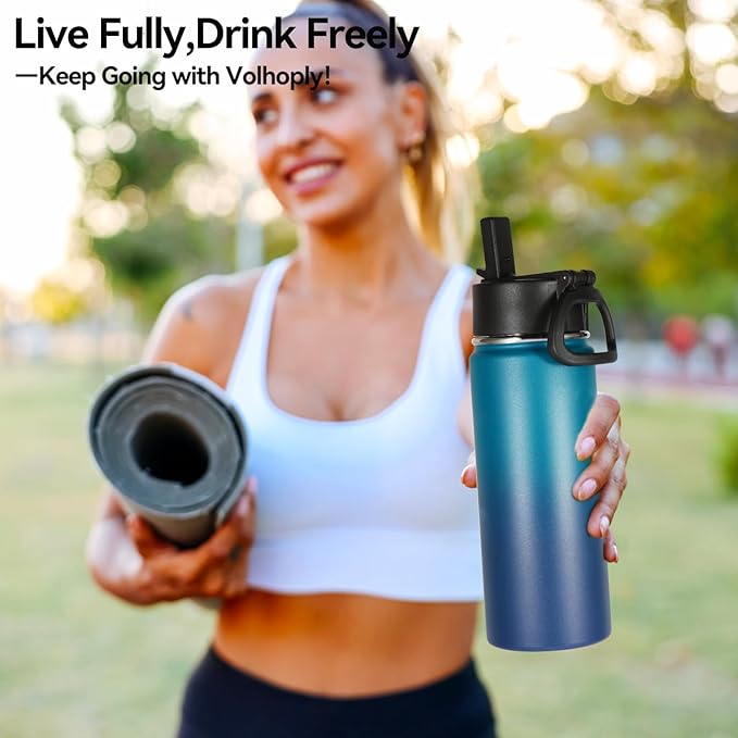 Volhoply 18oz Insulated Water Bottle Bulk 2 Pack, Kids Stainless Steel Water - Image 7