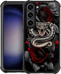 for Samsung Galaxy S23 Plus Case, Entwined Rose Snake Pattern Graphic Design by FKBRCL4U