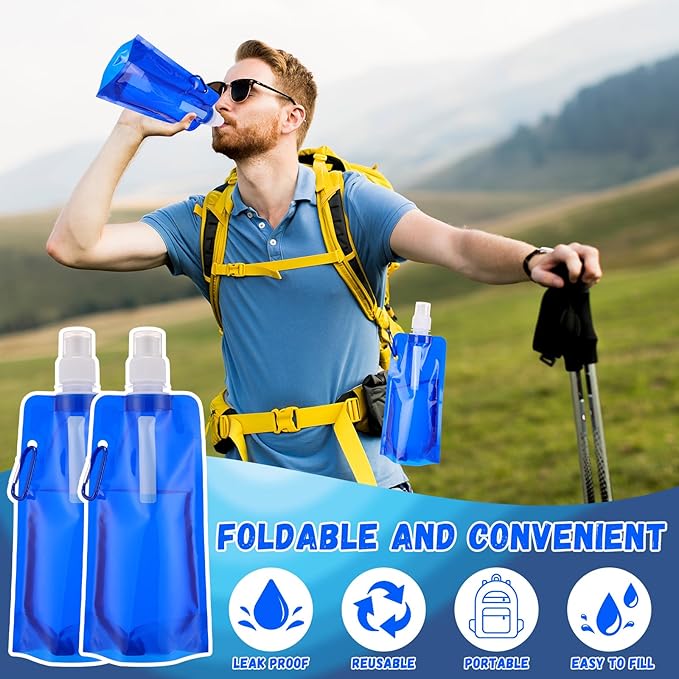 Teenyyou 24pack Collapsible Water Bottles Bulk 16oz Foldable Water Bottles - Image 5
