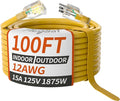 PlugSaf 100ft 12/3 Gauge Outdoor Extension Cord Waterproof by PlugSaf