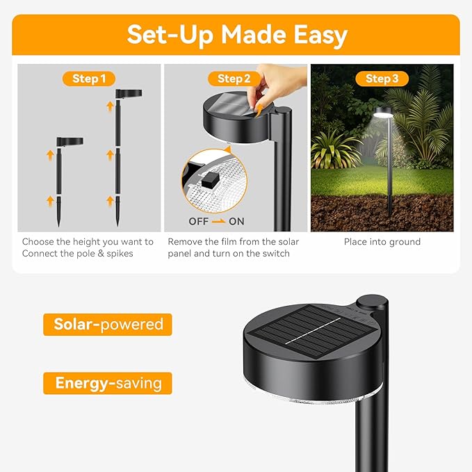 Ahaorigin 4 Pack Solar Pathway Lights Outdoor, 12 Brighter LED Solar Lights - Image 6