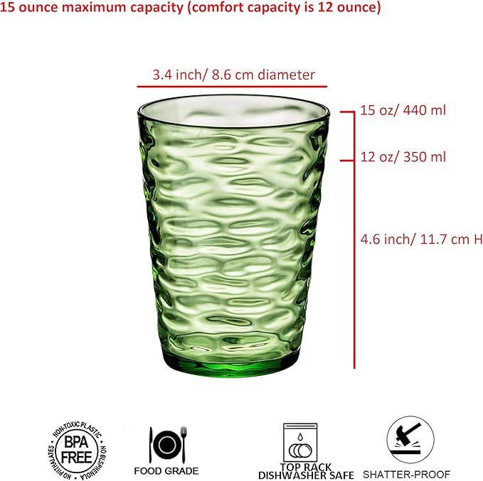 14-ounce Plastic Tumblers, Acrylic Drinking Glasses, Shatter-Proof, - Image 2