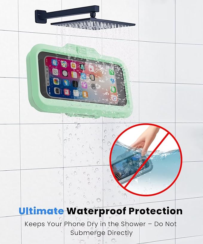 URROY Shower Phone Holder Waterproof One-Touch Open Shower Phone Case Anti-Fog - Image 2