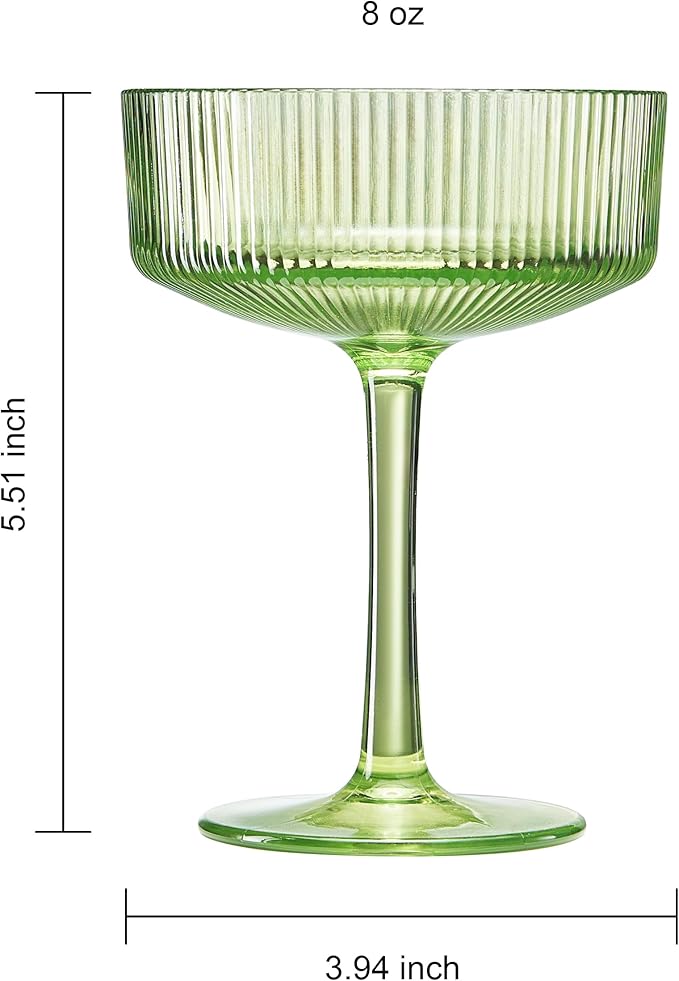 Khen Shatterproof Acrylic Ribbed Vintage Art Deco Martini, Champagne & Cocktail - Image 8