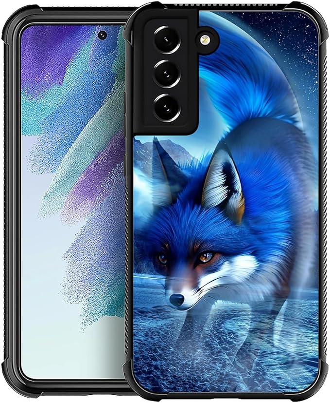 for Samsung Galaxy S21 FE Case, Snowy Mountain Fox Lake Pattern Graphic Design by FKBRCL4U