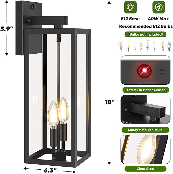 BesLowe Upgraded Motion Sensor Outdoor Wall Light, 3 Lighting Modes Exterior - Image 6