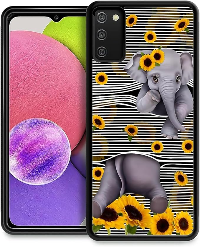 for Samsung Galaxy S20 FE Case, Cute Little Elephant Sunflower White Line Art by FKBRCL4U