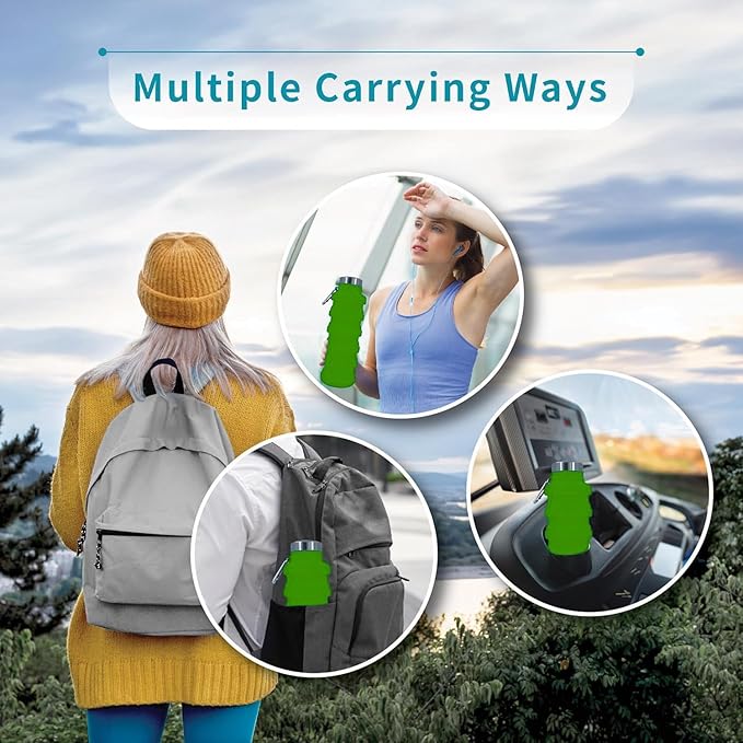 Collapsible Water Bottles 17oz, Odorless BPA-Free Silicone, Leak-Proof Foldable - Image 7